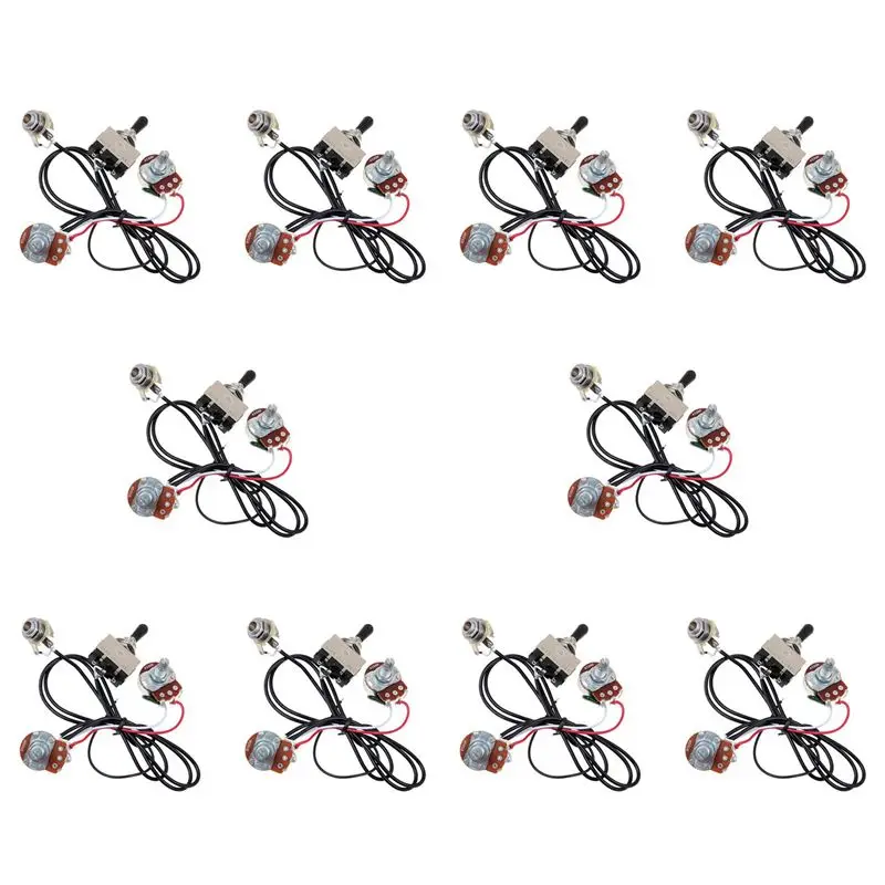 New Arrival 20X Guitar Wiring Harness Prewired Two Pickup 500K Pots 3-Way Toggle Switch Silver