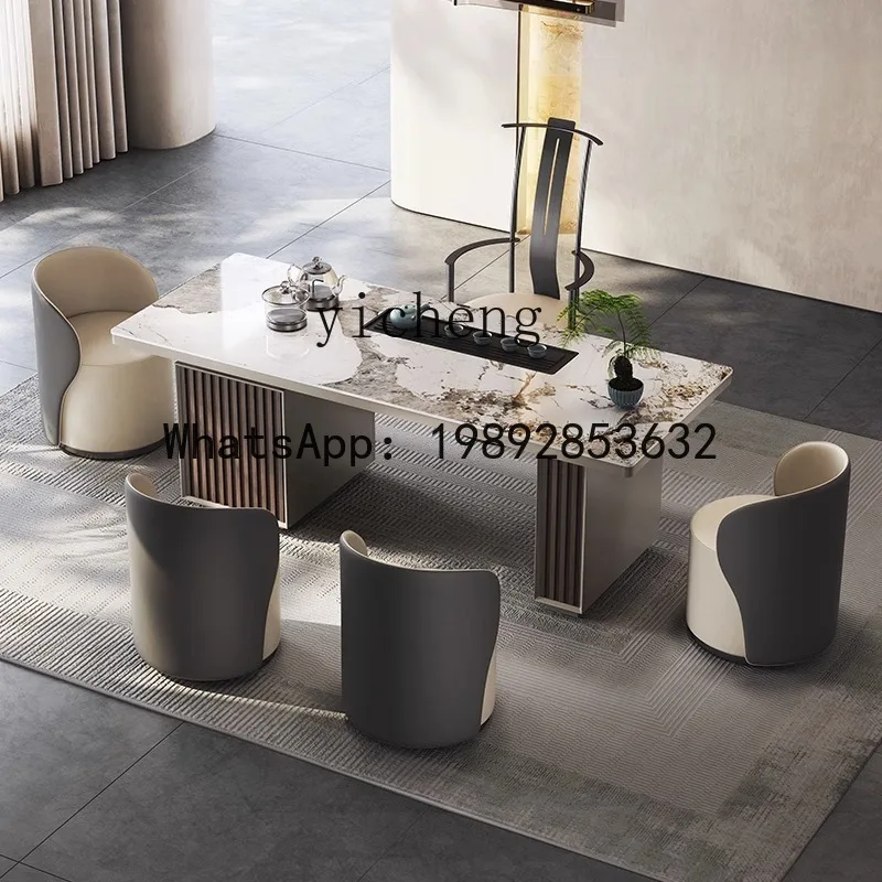 

X2 rock slab tea table and chair combination office simple multi-functional home living room guest office integrated tea table