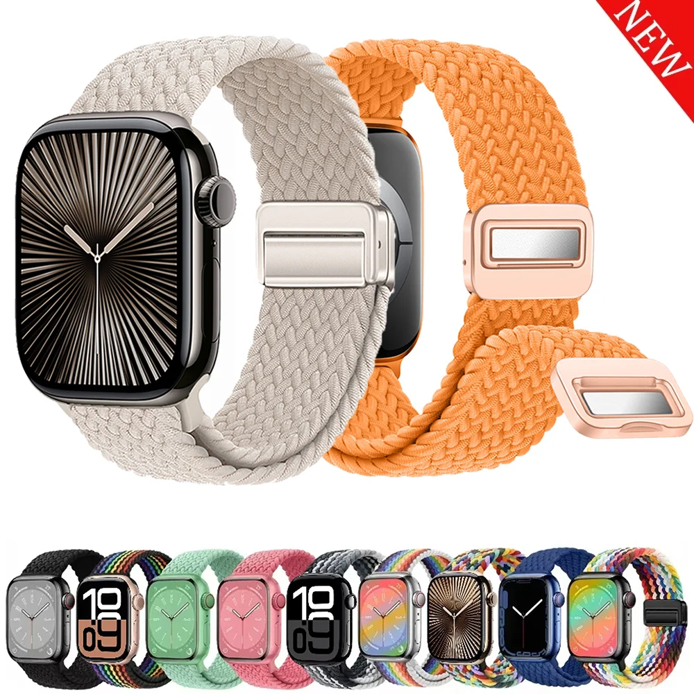 

Плетеный нейлоновый ремешок для Apple Watch Band Ultra 2 49 мм 44 мм 45 мм 42 мм 46 мм 40 мм 41 мм Браслет iWatch Series 10 9 8 7 6 3 SE2 Band