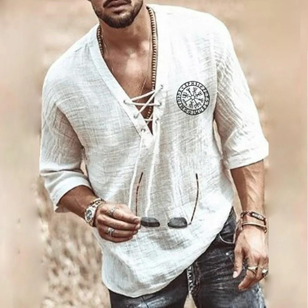 

Printed Men's Chest Tie mid SVE T-irt Cotton Loose Fit Breathable Casual Printed aphic Tee Men's Summer Faion Top