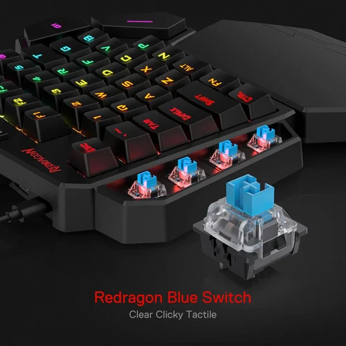 Imagen 2 del producto Redragon K585 DITI Teclado mecánico RGB para jugar con una sola mano, reposamuñecas 42 teclas tipo C teclado para juegos profesional intercambiable en caliente