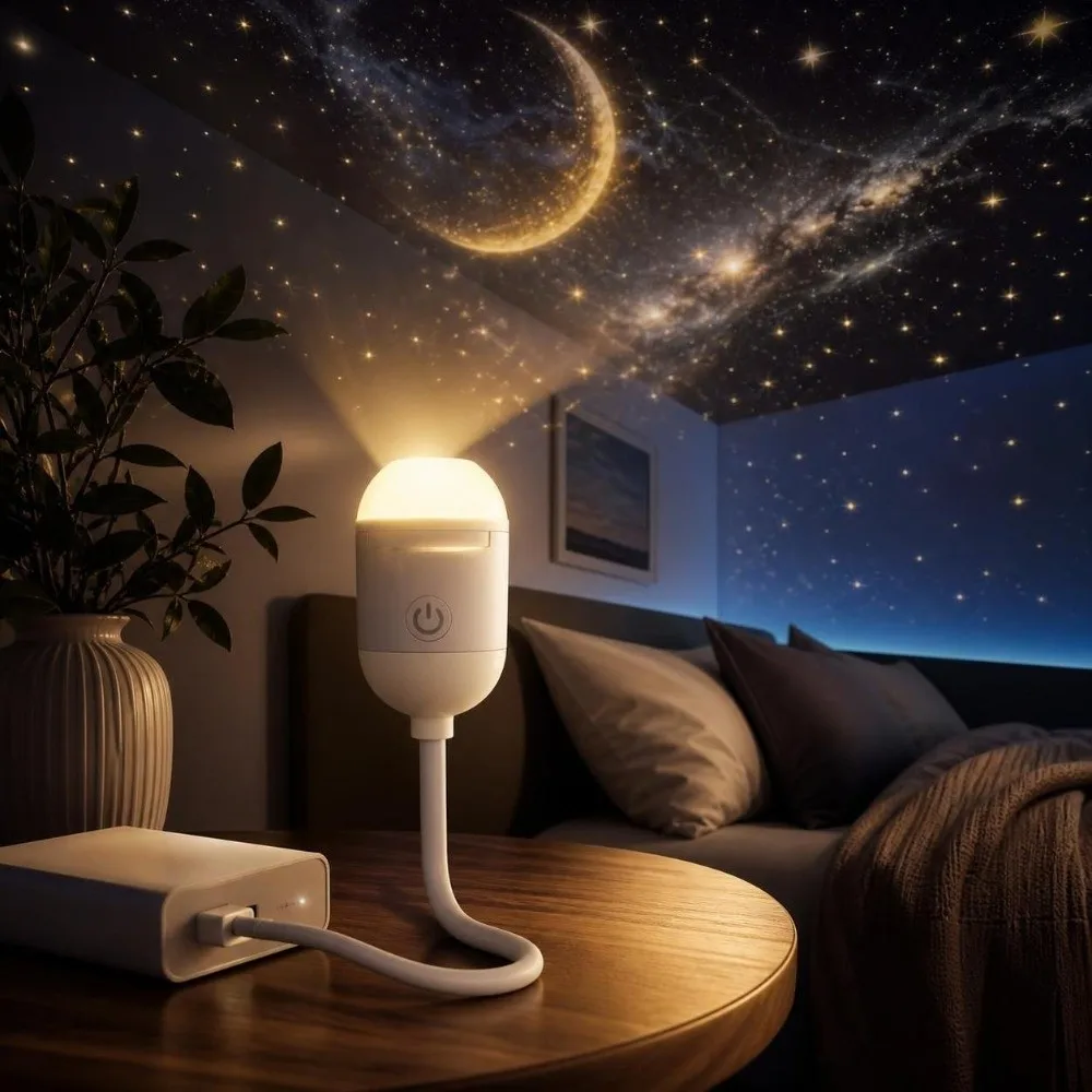 USB Powered Starry Sky Projection Lamp Compact Design Soft Projection Galaxy Atmosphere Lamp Plug And Play Dream Like