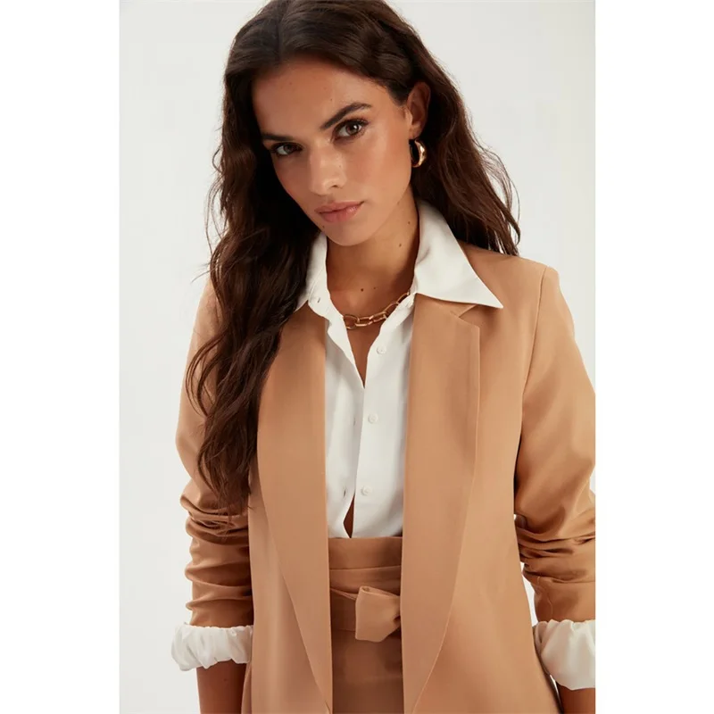 Costume de bureau formel pour femmes, ensemble 2 pièces avec jupe, Blazer + robe de bal Midi avec ceinture, veste d'affaires sur mesure