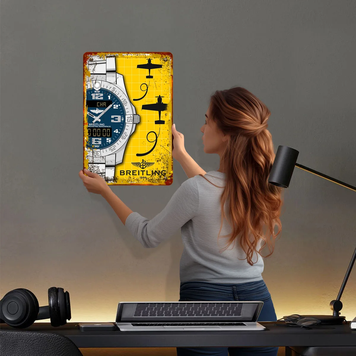 Breitling Aerospace Watch Sign Military Poster Pictures Wall Decoration Items Custom Metal Tin Signs for Wall Art Decoration