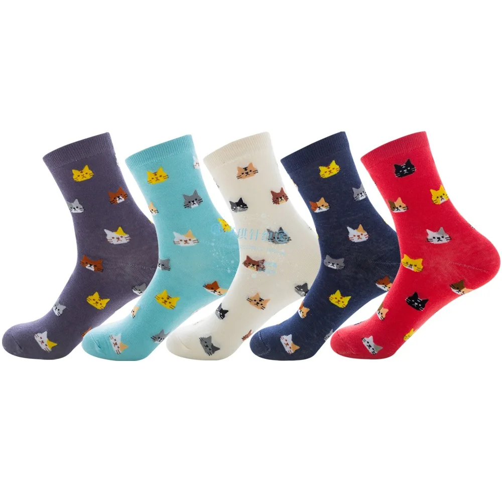 

Pure color personality fashion cute cat, men and women in cotton tube socks ZQ066