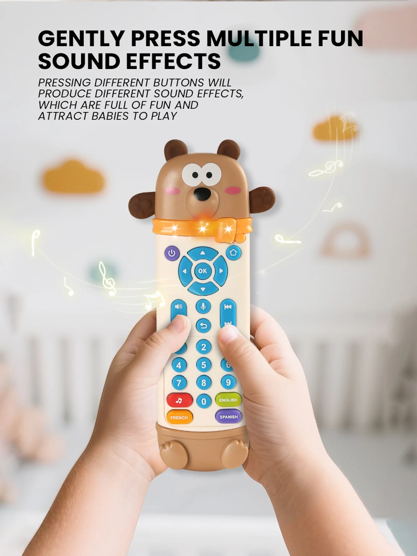 音楽付き子供用シミュレーションテレビリモコン、英語学習、ロールプレイングリモコン、赤ちゃん早期教育音楽おもちゃ