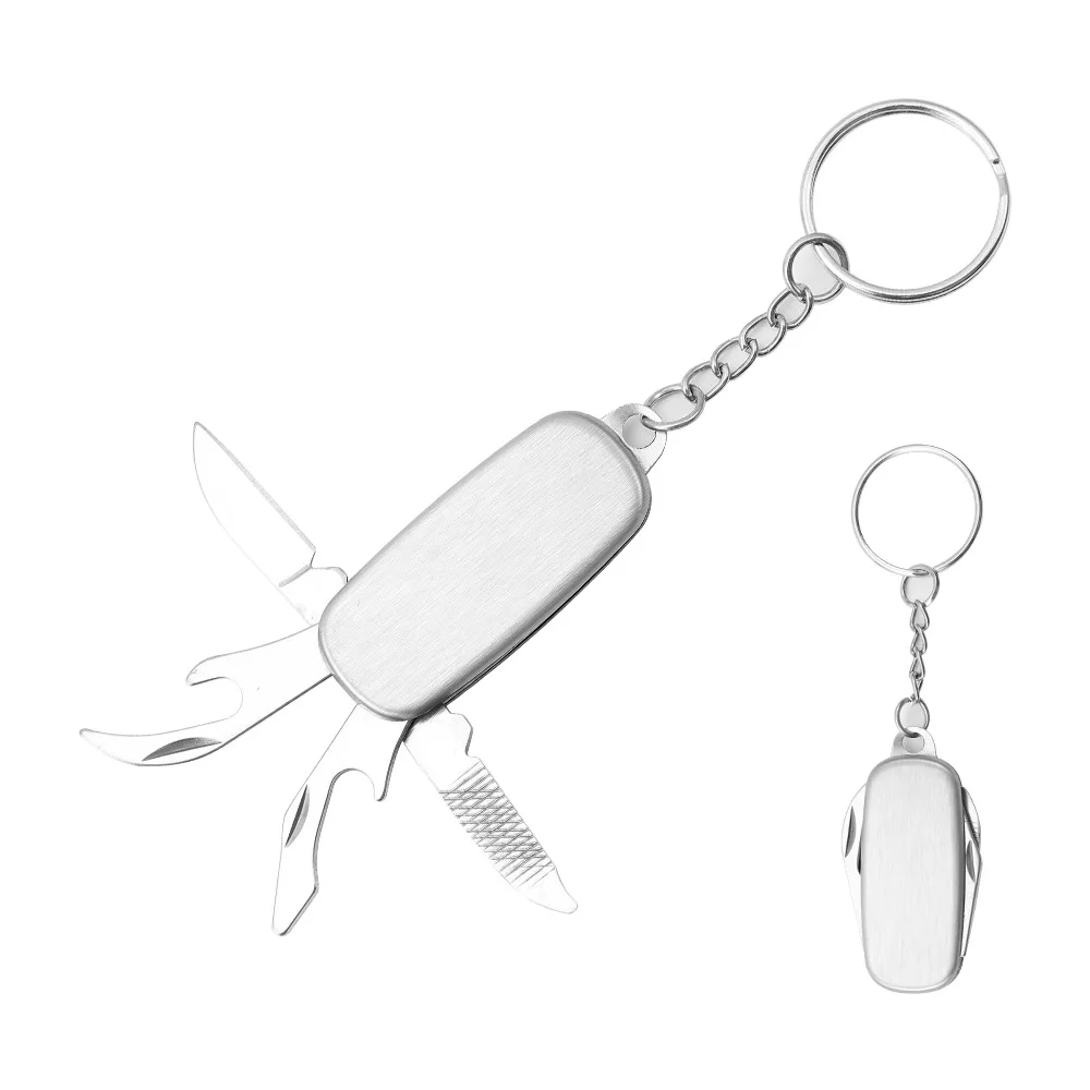 Personalized Stainless Steel Beer Bottle Opener Keychain, Can Opener, Knife, Portable Wood Multifunctional Tool