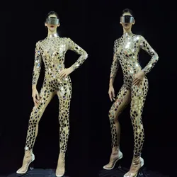 Mirrors Costumes Silver Sequins JumpsuitBright Evening Outfit Nightclub Bar DragQueen Costumes Stage Skinny Rompers