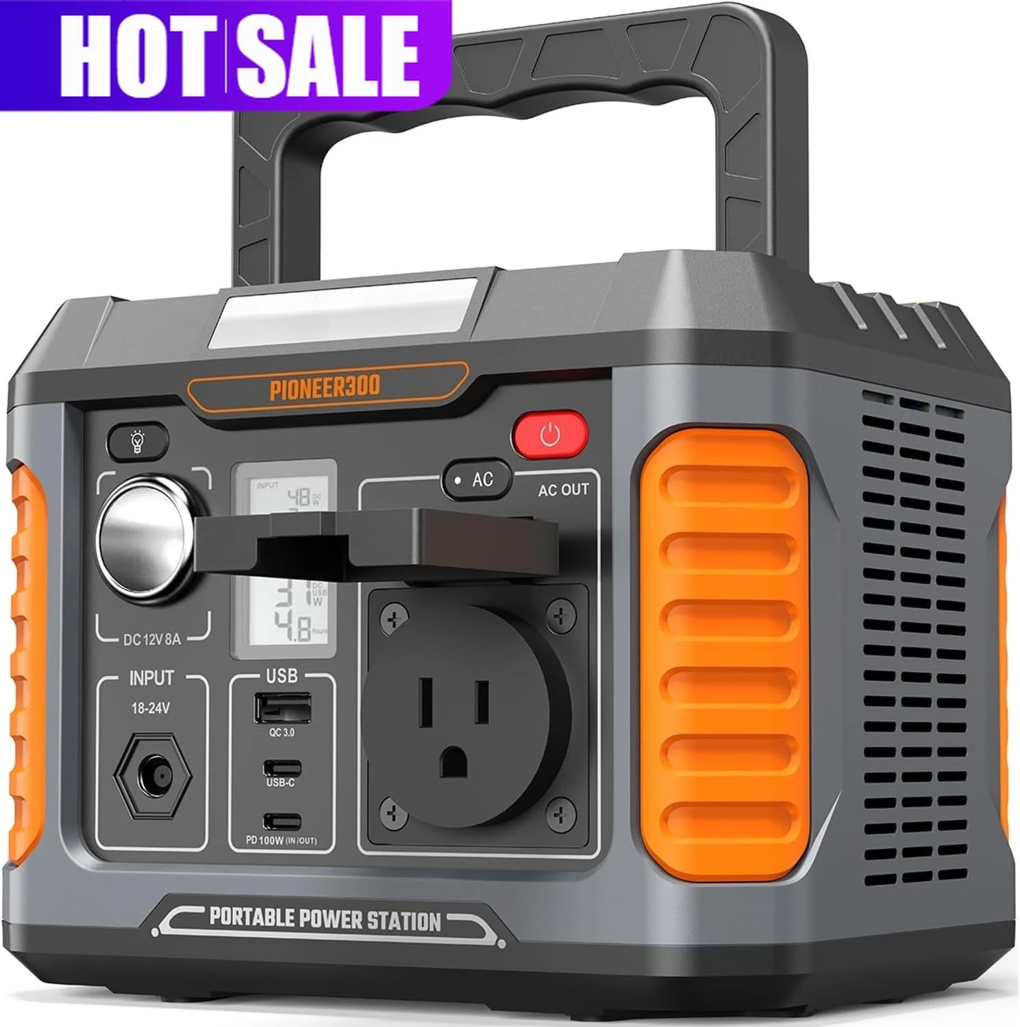 

Портативная электростанция 300 Вт, 231 Вт·ч с двусторонней быстрой зарядкой 100 Вт, зарядка до 80% за 2 часа, розетка переменного тока 120 В с чистой синусоидой, готовность к подключению к солнечным батареям