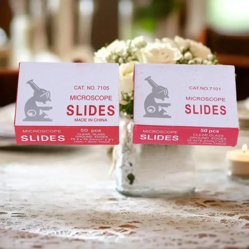 Vetrini per microscopio vuoti in vetro trasparente premium per studio biologico di base 25,4x76,2 mm, 50 pezzi