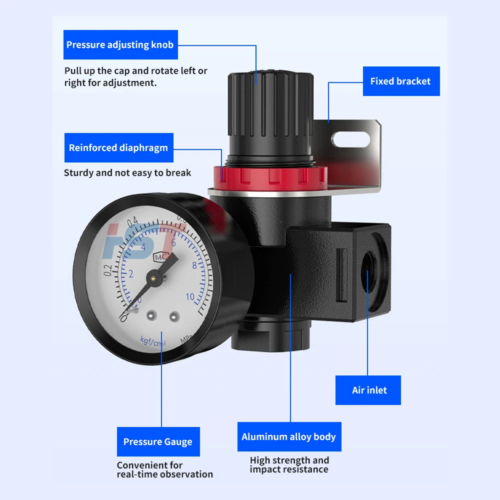 HST 10PCS AR2000 Pneumatic Air Pressure Regulator Control Valve with Gauge Adjustable Relief Valve Bulk Wholesale Set
