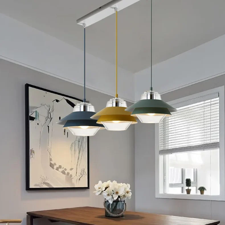 Nordic post-modern dining chandelier Simple creative personality color bedroom coffee restaurant bar single head led lamp