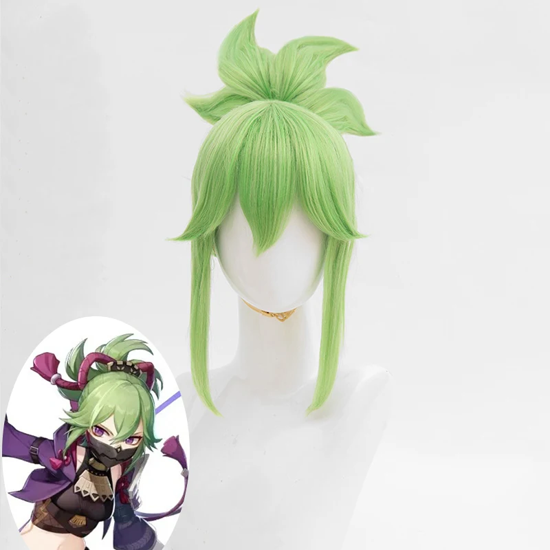 อะนิเมะเกม Genshin Kuki Shinobu วิกผมสังเคราะห์ทนความร้อนผมฮาโลวีนคอสเพลย์อะนิเมะ Crossdressing วิกผม