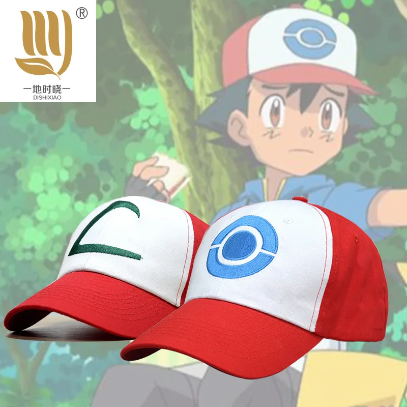 

C Adjustable Letter Gifts Peaked Cap Children Adult Embroidery Cosplay Baseball Cap Cotton HatAnime Pokemon Figure Ash Ketchum