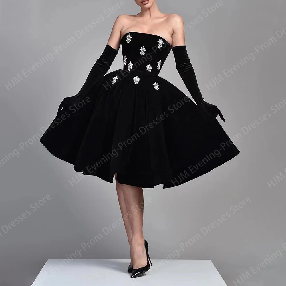 

Black Short Cocktail Dress for Women Strapless Knee-Length Ball Gown Wedding Guest Party Evening Gala Dress for Women 2024