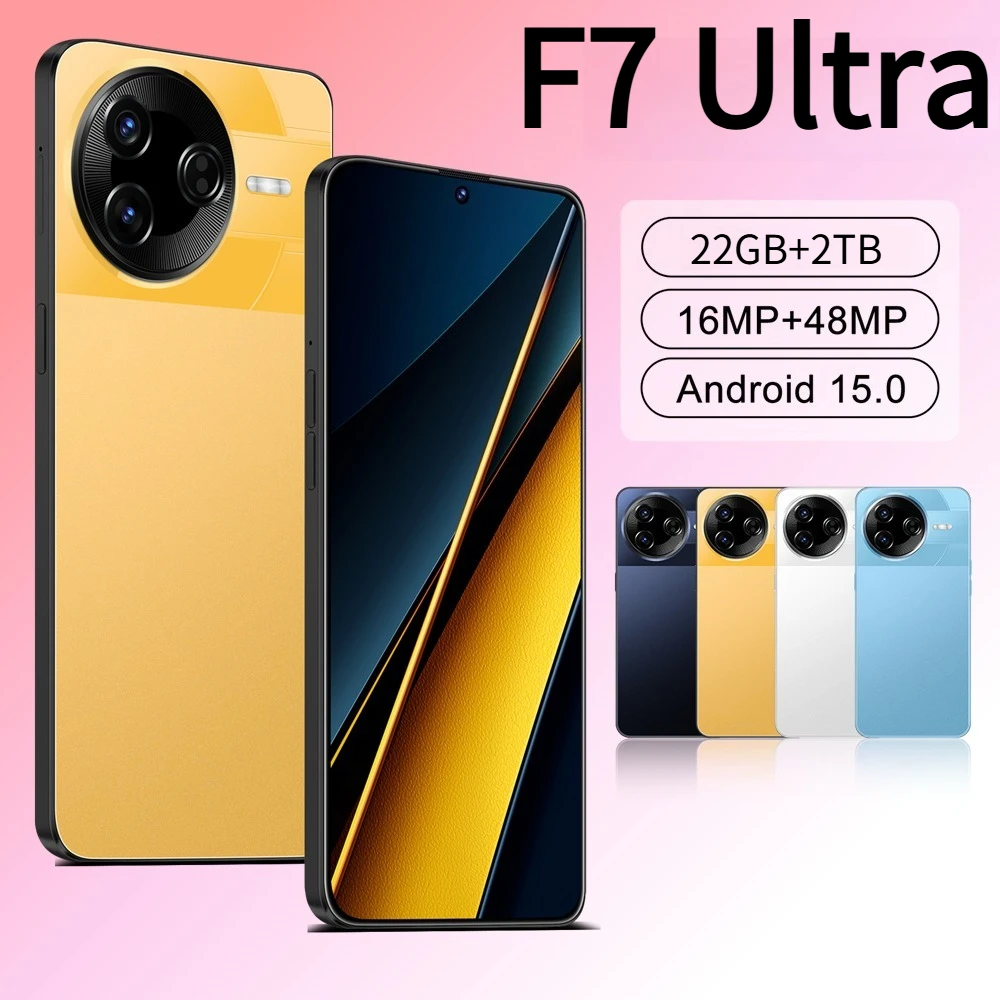 Smartphone F7 Ultra 22GB+2TB Android 15 Mobiltelefone Gesichtserkennung 5G Dual-SIM Globale Version Original 7800mAh Handys