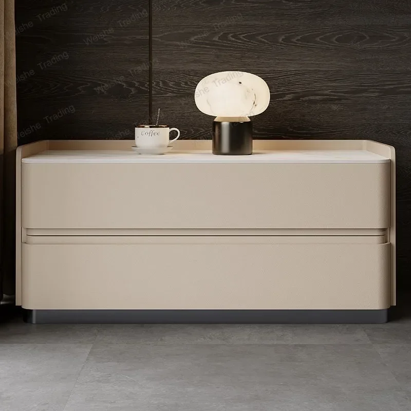 Light luxury solid wood bedside table minimalist cream wind bedroom bedside table storage locker complete