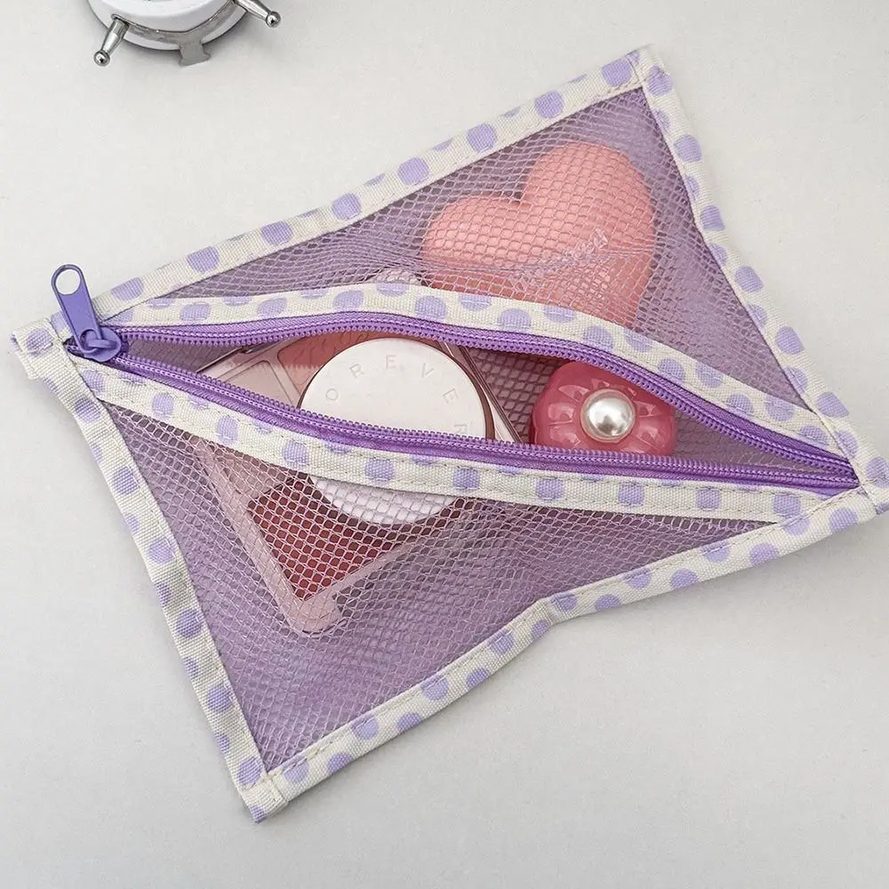 Zipper Closure Mesh Storage Pouch Wide Opening Lightweight Zipper Organizer Bag Portable Retro Style Charger Organizer