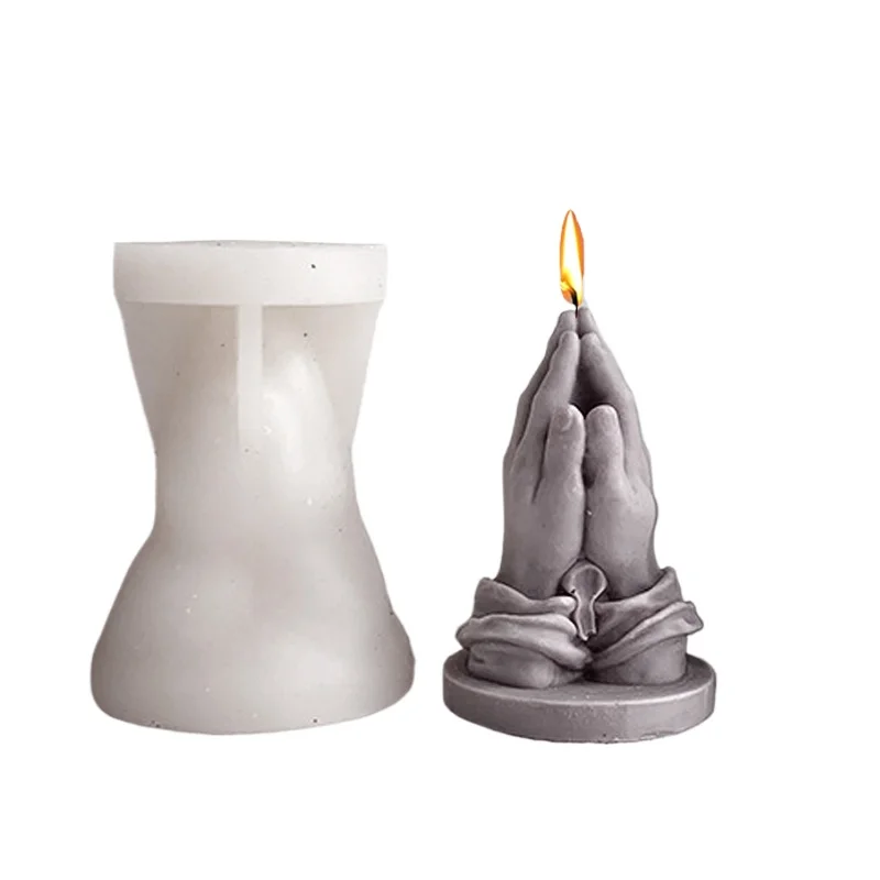 Prayer Hands Silicone Candle Mold 3D Gesture Crafts Resin Plaster Soap Cement Casting Molds Home Decor Handmade Gift Making