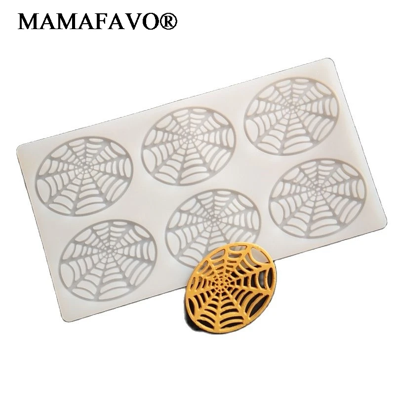 Spider Web Chocolate Mold Cobweb Silicone Mould Transfer Sheet Halloween Cake Decorating Chablon DIY Garnish For Desser K654