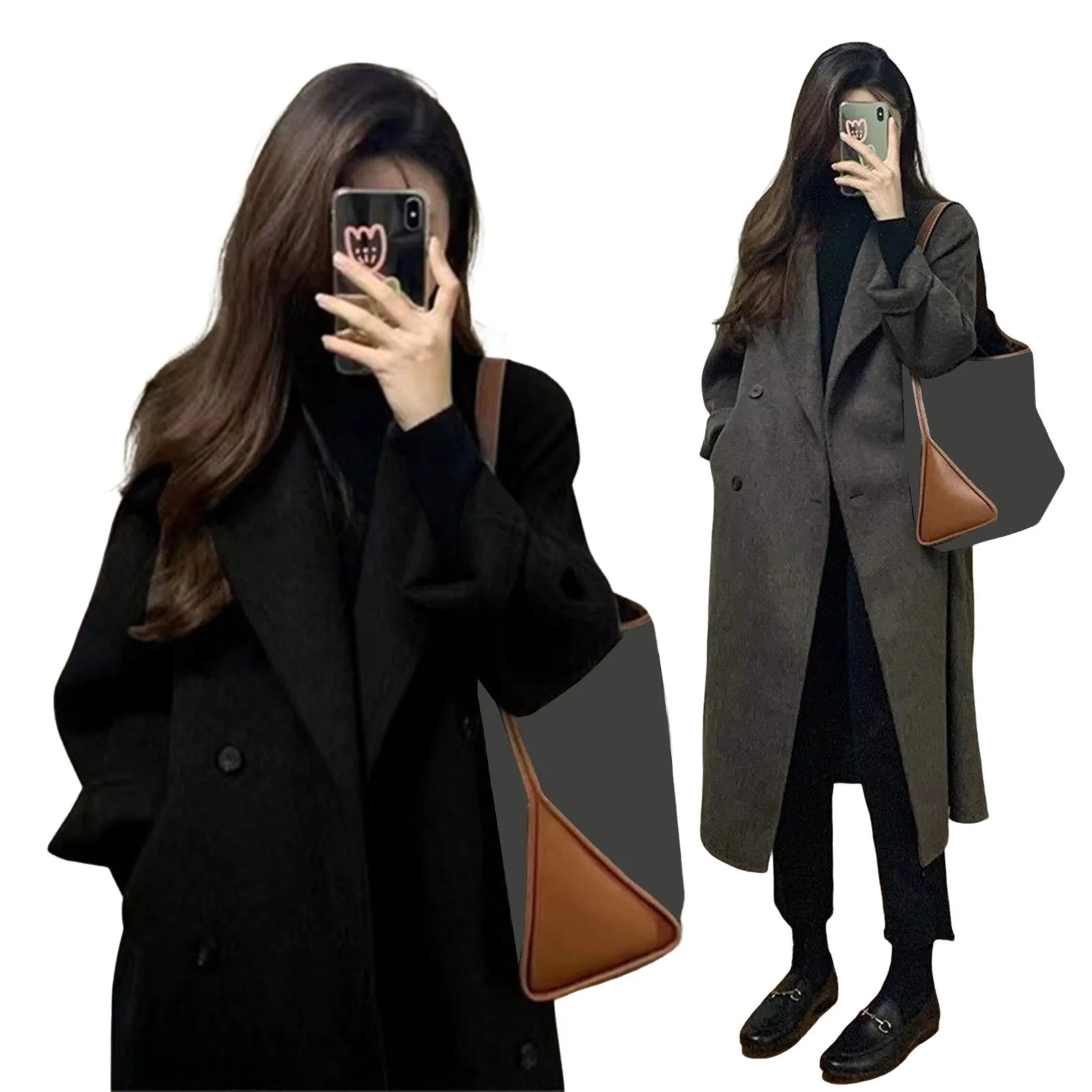 

Женское длинное двубортное женское шерстяное пальто с карманом, однотонные теплые женские пальто, осень-зима 202, элегантная женская уличная одежда