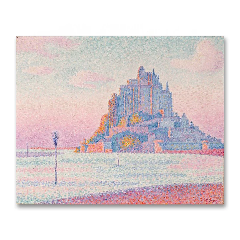 Paul Signac《Mont Saint-Michel, Setting Sun  》Famous Painting Giclee Print On Canvas Landscape Canvas Wall Art for Living Room