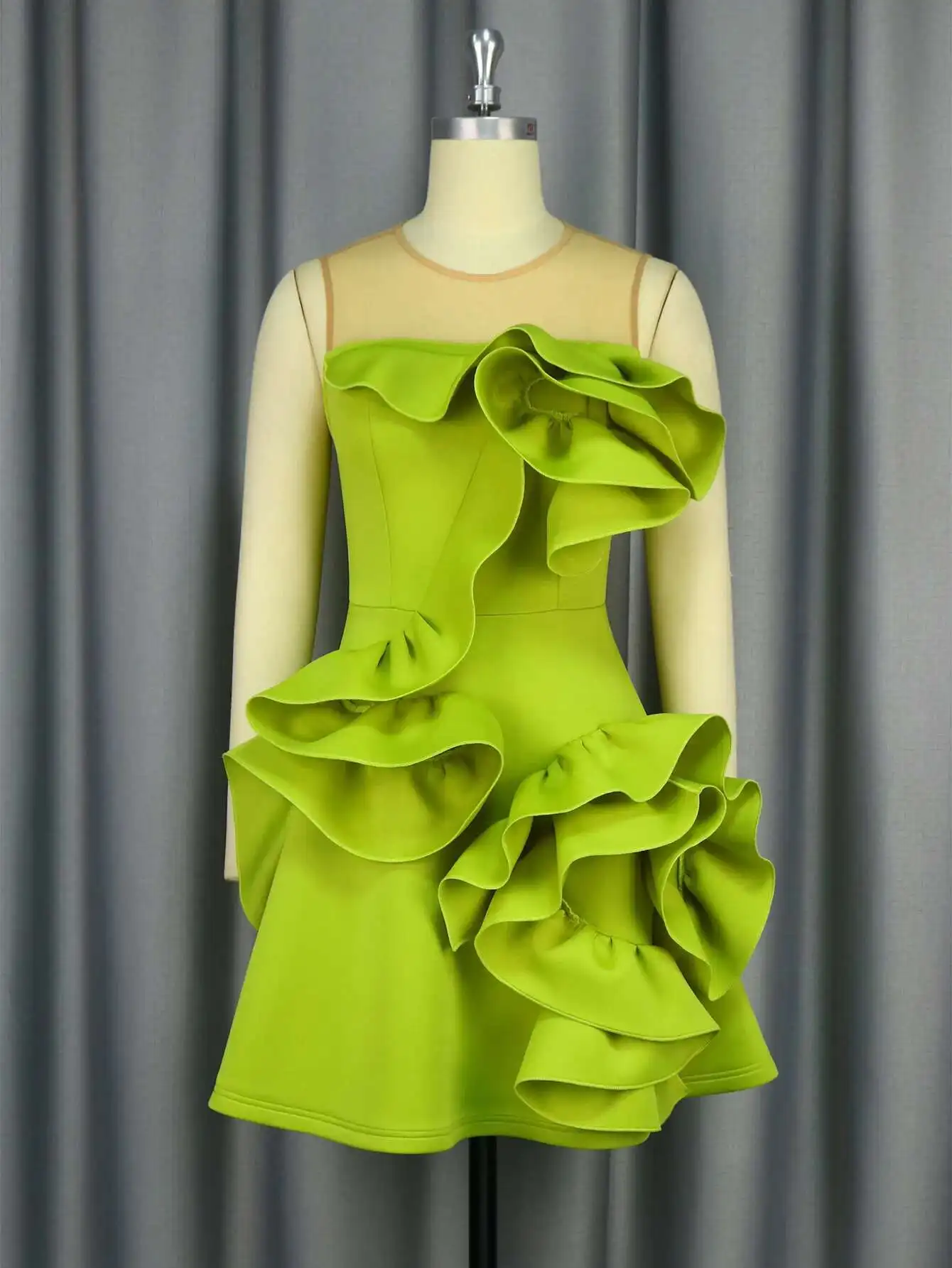 

Temperament Sleeveless Splicing A-line Skirt Lotus Leaf Flower Fashion Party Graduation Dress Dress Robe Vestido Women Elegant 1