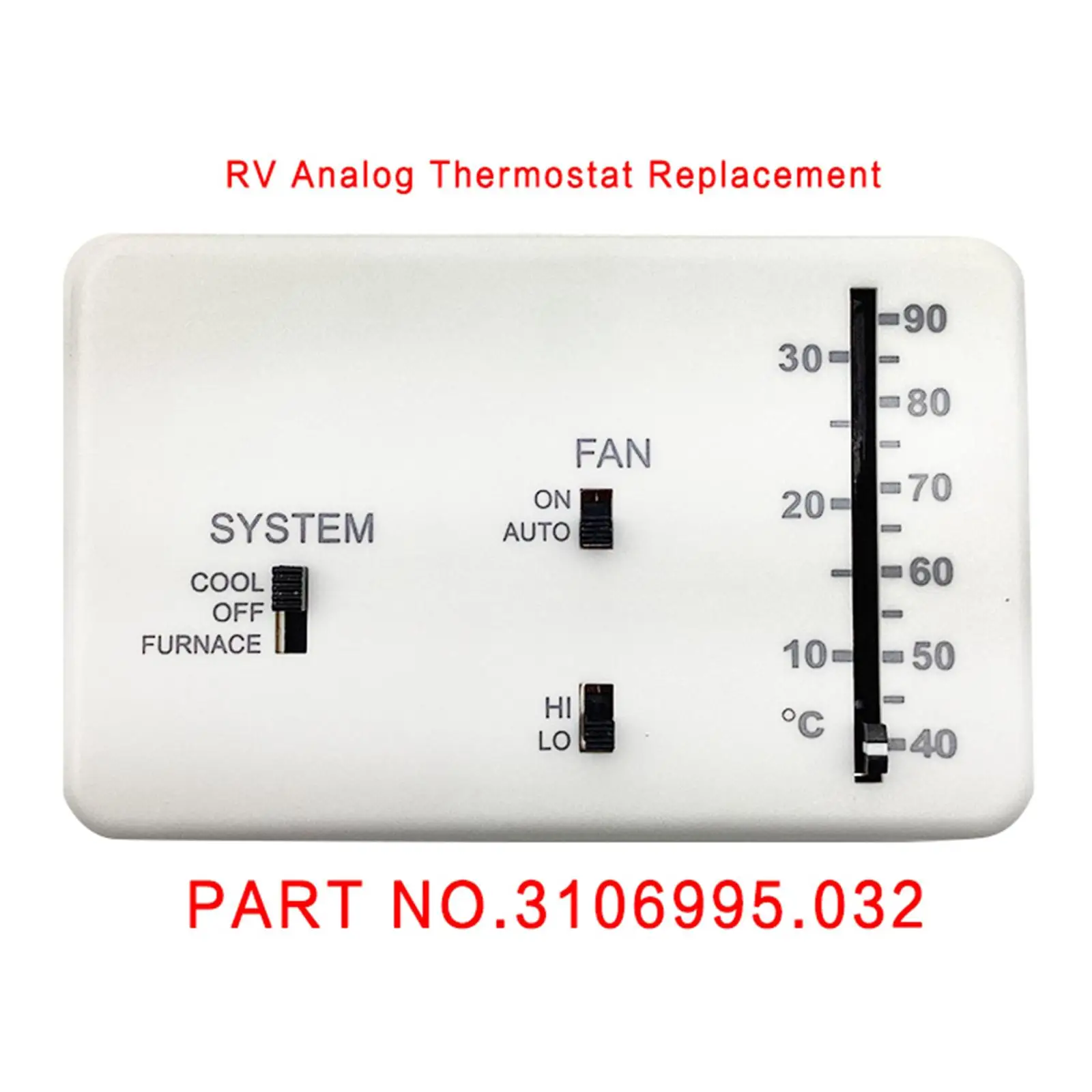 

RV Analog Thermostat, RV Thermostat Replacement White Cool/furnace/Fan/Off for 3106995.032 RV Accessories