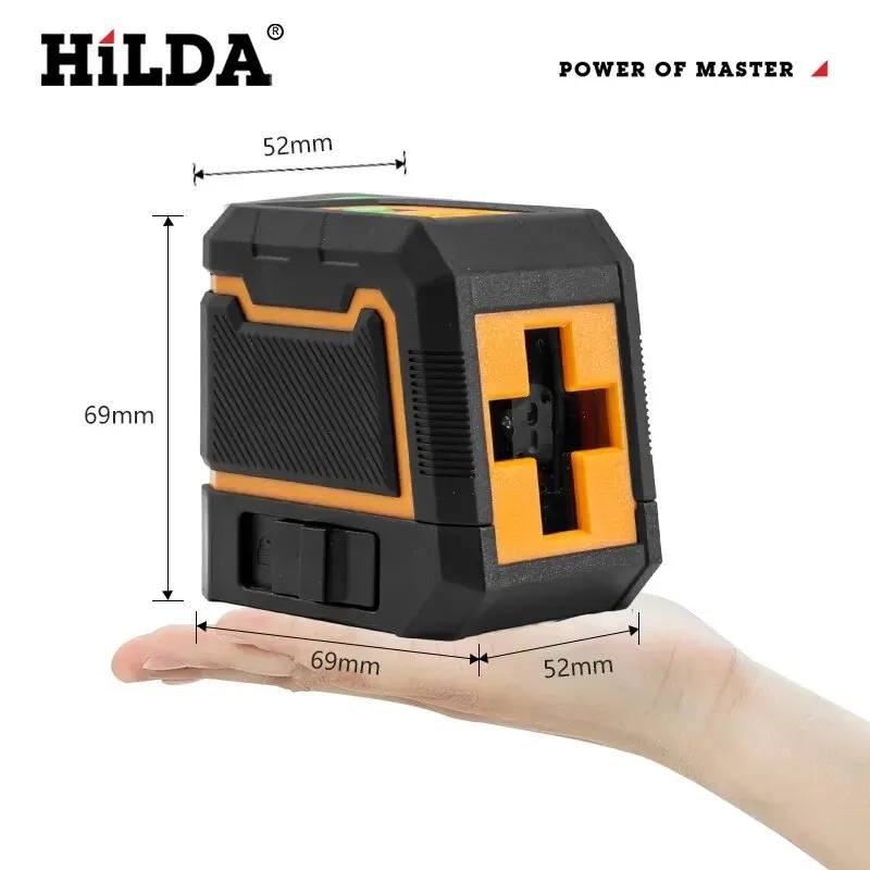 HILDA 2 Lines Laser Level Self-Leveling Horizontal And Vertical Cross Super Powerful Green Laser Beam Line