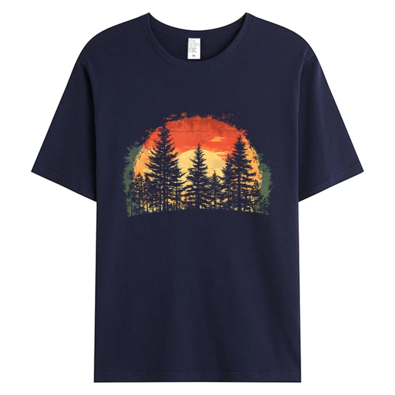 الصيف الكلاسيكية شجرة طبيعة الرجال عاشق تي شيرت رجل ريترو الغابات رجالي 100% القطن الجرافيك تي شيرت مصمم طباعة بلايز 2025