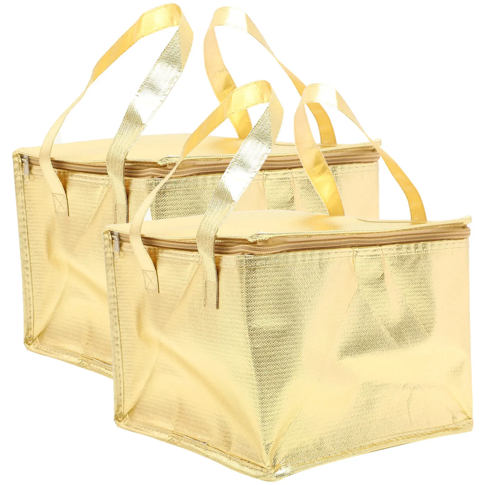 2pcs Insulated Bags For Shopping Cold Food Delivery Thermal Bag With Zipper Portable Folding Reusable Grocery Storage Lunch