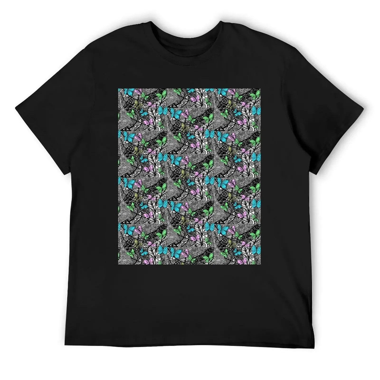 “Carpe Diem” Zentangle Art & Pastel Butterflies T-Shirt customs blanks mens workout shirts