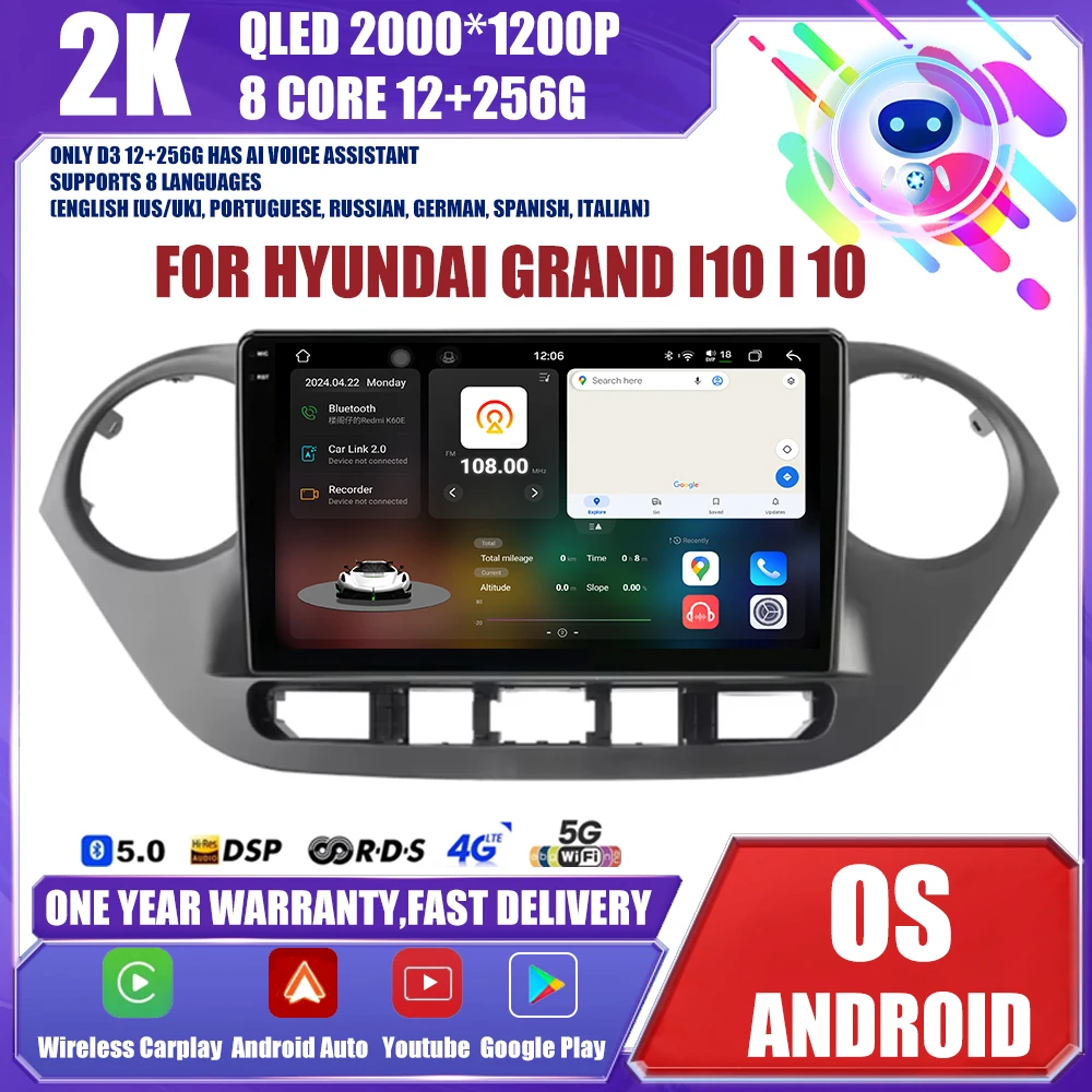 

For Hyundai Grand i10 i 10 2013 - 2018 Navigation Video Radio Auto Android OS Multimedia Player wireless Carplay DSP RSD Stereo