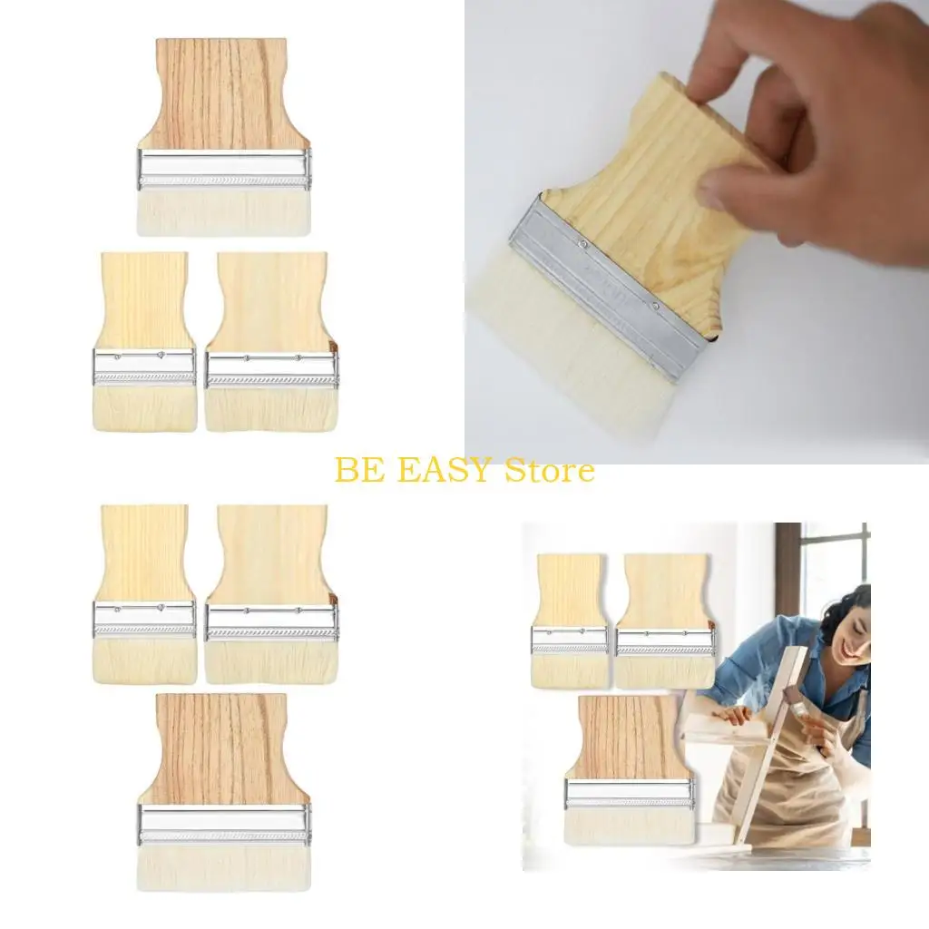 E28F 3pcs Flat Paddle Paint Brush Set Wide Large Brushes for Oil Acrylic Painting