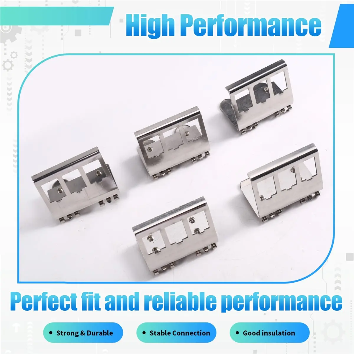 5PCs 3-Port for Frame Holder for DIN Rail Mounting Plate Electrical Distribution Box RJ45 Module Adapter