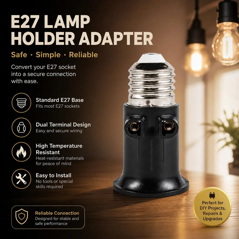 3 PCS AC100-240V 4A PBT Fireproof E27 Bulb Adapter Lamp Holder Base Socket with EU Plug White and Black Bulb Holder