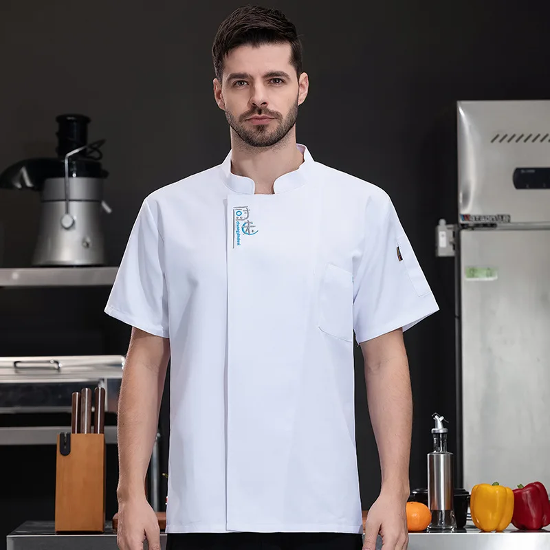 فندق مطعم المطبخ العمل موحدة قصيرة الأكمام سترة الطاهي مخبز المعجنات الشيف الصيف معطف المطبخ الأبيض