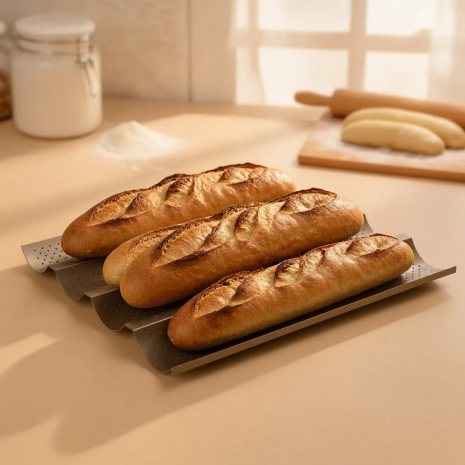Perforated French Bread Tray with 4 Channels Rectangular French Bread Pan with 4 Channels Bakeware Non-Stick Nonstick for Bakers — купить у AliExpress WW