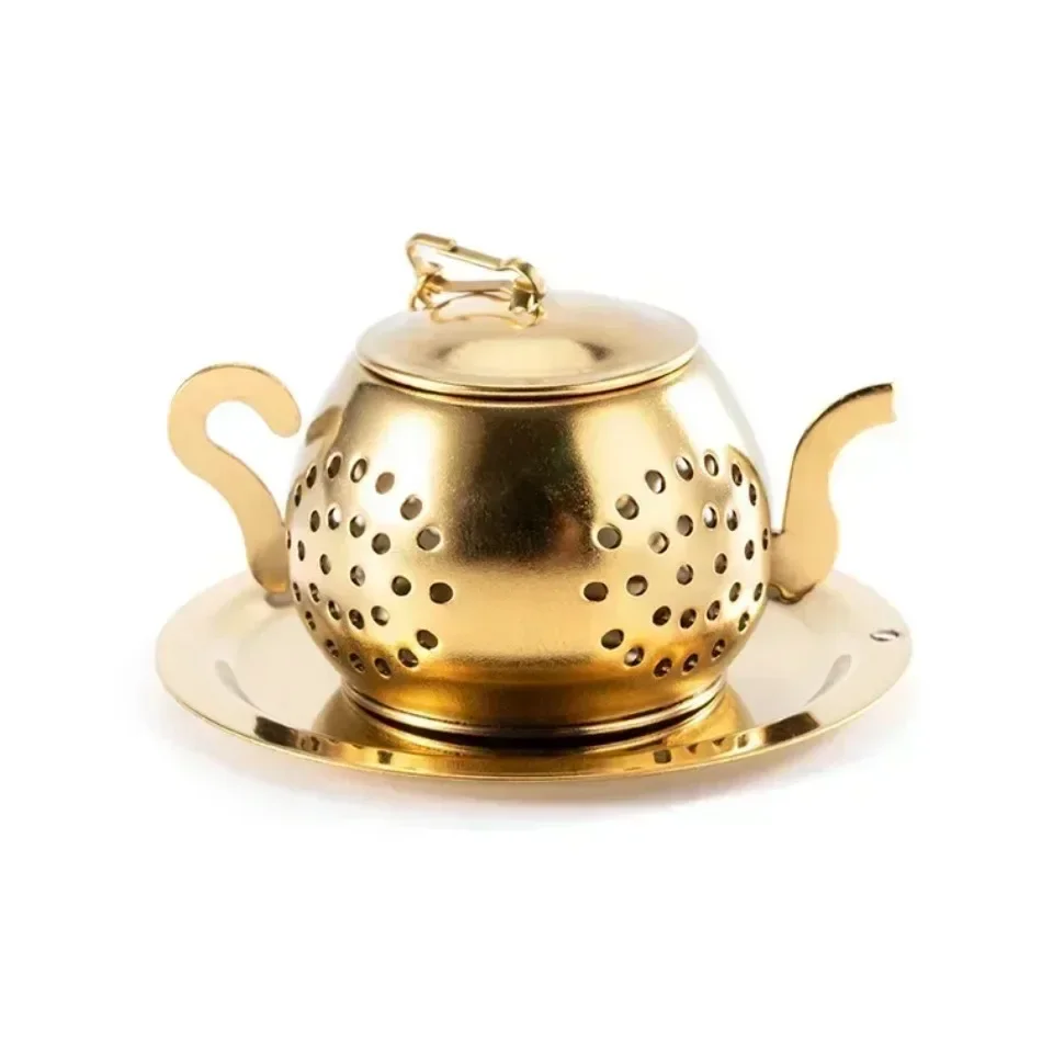 Strainer For Herbal Spice Teaware Ceremony Accessories Gold Teapot Shaped Stainless Steel Loose Leaf Tea Infuser Reusable Tea