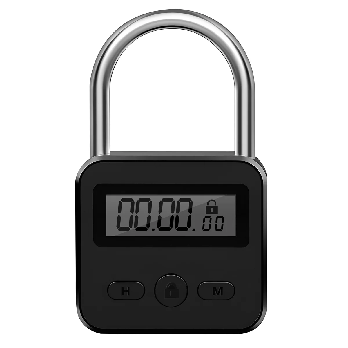 Metal Lock LCD Display Multi-Function Electronic Time 99 Hours Max Timing USB Rechargeable Padlock,Black