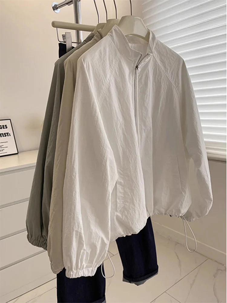 Chaqueta fina de protección solar de estilo coreano para mujer, abrigo corto deportivo transpirable con cuello alto, ropa de ...