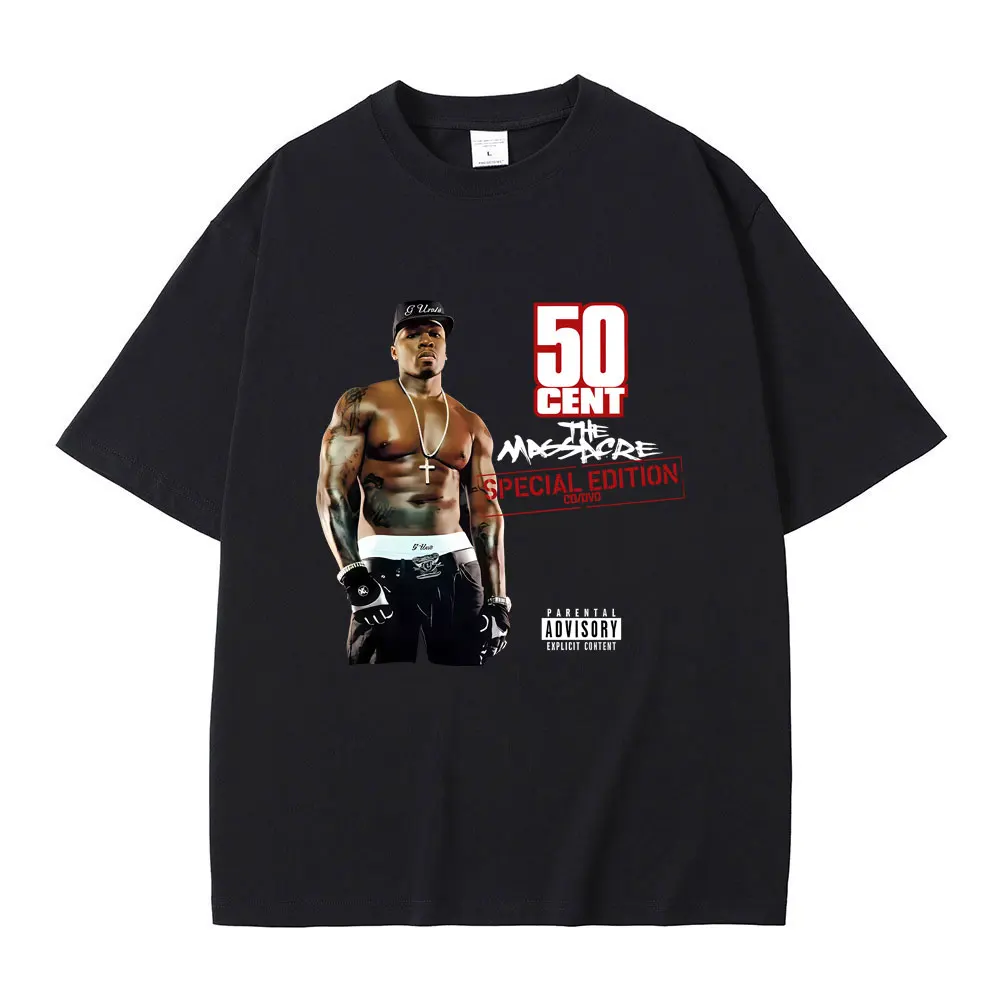 

Rapper 50 Cent The Massacre Graphic Print T-shirt Summer Men Women Hip Hop Retro Oversized T Shirts Men's Fashion Casual Tees