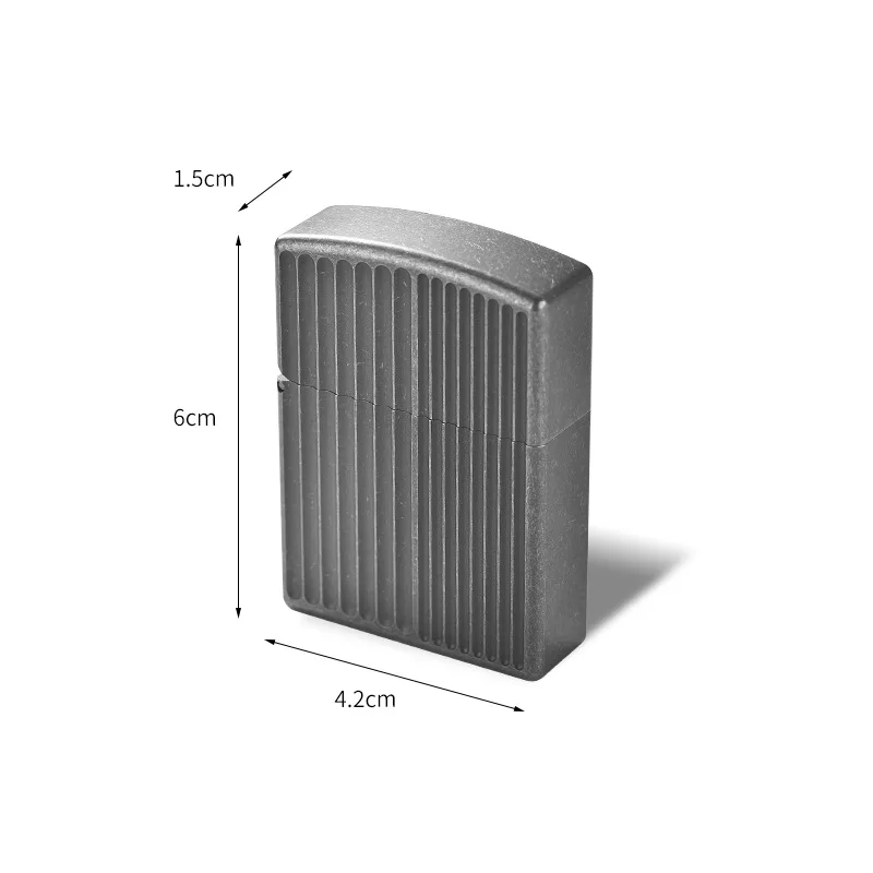 Vertical Pattern Non-Slip Titanium Alloy Lighter Shell EDC Equipment Windproof Outdoor Portable Gift（No Core）