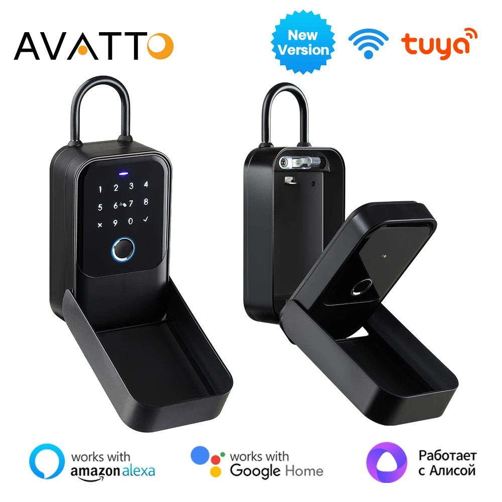 AVATTO Tuya Smart Key Box Fingerprint Safe Storage Lock Digital Security Lockbox Electronic Portable Lock Boxes For Smart Home