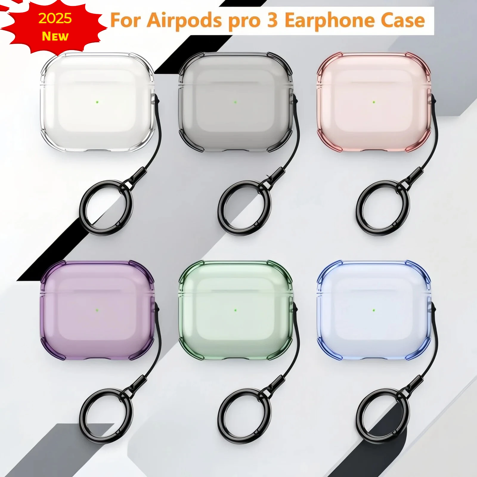 

Clear Case Soft TPU Earphone with Lanyard Strap for Airpods Pro 3 2 2nd Generation Air Pods 4 3 2 3rd 2025 Gen Cover Accessories