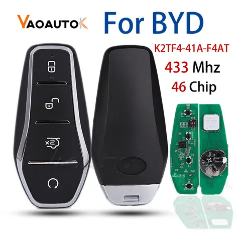 BYD Qin PLUS DM-i Qin PLUS EV Yuan PLUS SONG K2TF4-F4A/F4H/F4AM/F4AT Keyless Go ID46 칩 fob 용 433MHz 차량용 스마트 원격 키