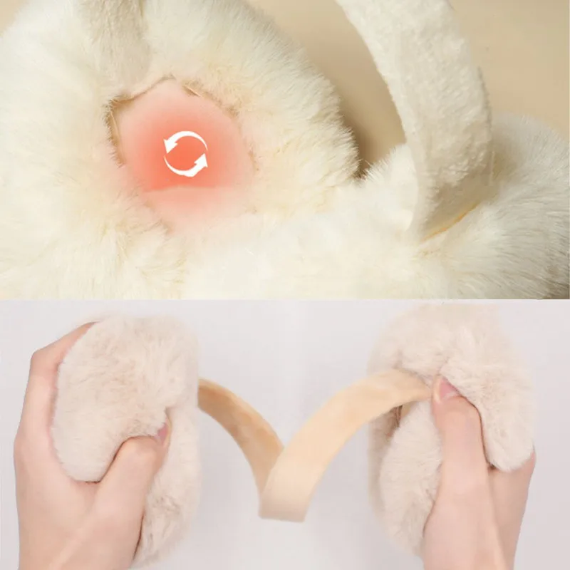 ใหม่ 1PC สีทึบ Soft Plush หูอุ่นฤดูหนาว WARM Earmuffs ผู้หญิงผู้ชายแบบพกพาพับ Earflap เล่นสกีกลางแจ้ง WARM ฝาครอบหู