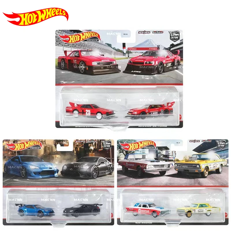 Original Hot Wheels Premium Car 2-pack Diecast 1/64 Vehicles Nissan Skyline Silhouette Pandem Subaru Kids Boys Toys for Children