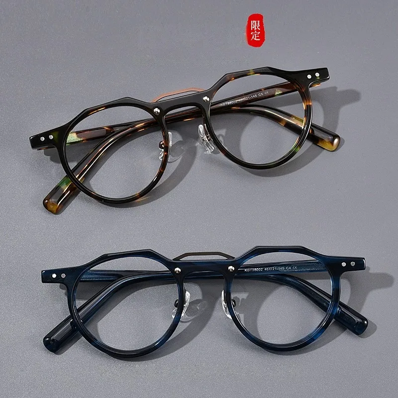 Japanese Designer Luxury Acetate Optical Prescription Eyeglass Frame High Quality Polygonal Retro Myopia Eyeglass Frame KBT98002