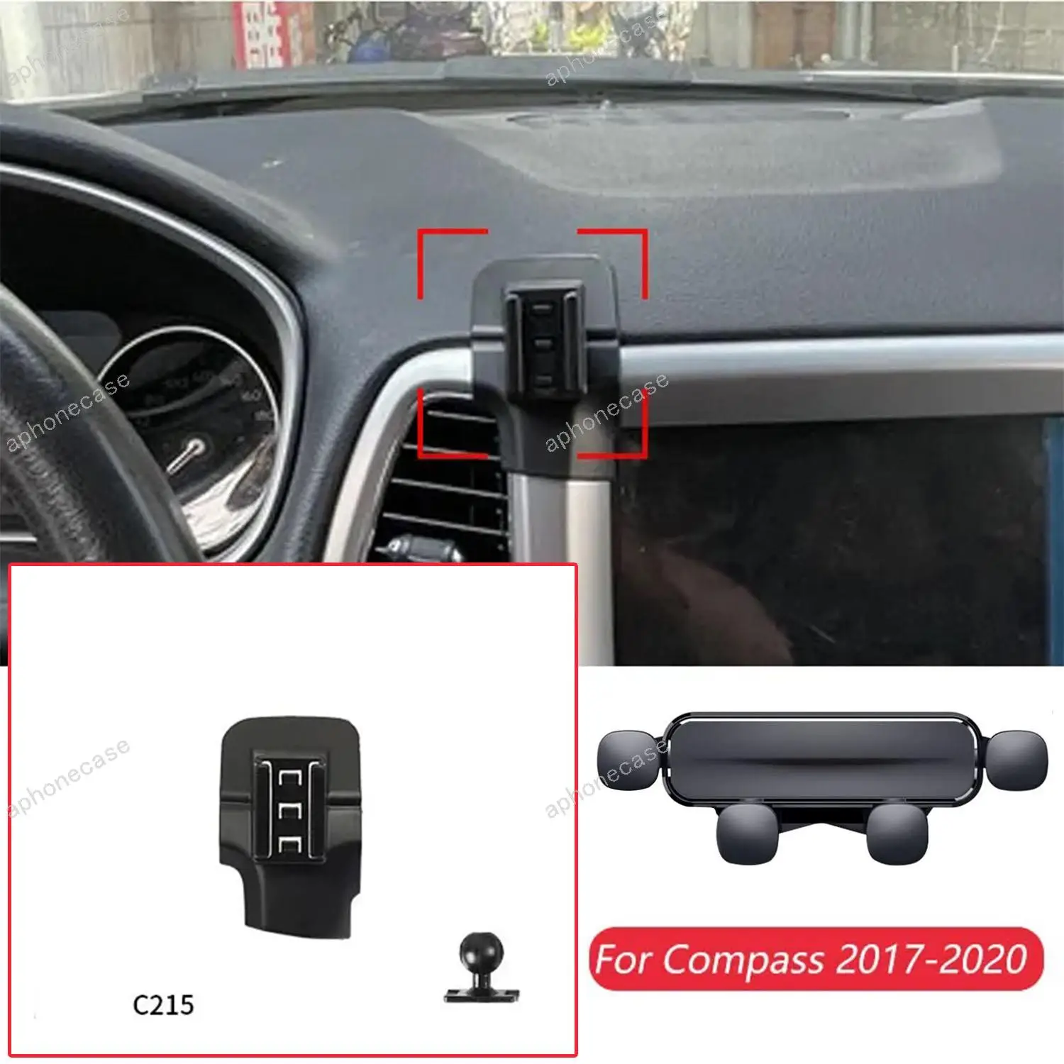 

Car Phone Holder Base Special Mounts For JEEP Compass 2017-2020 Fixed Air Outlet Bracket Base Accessories With Ball Head 17mm